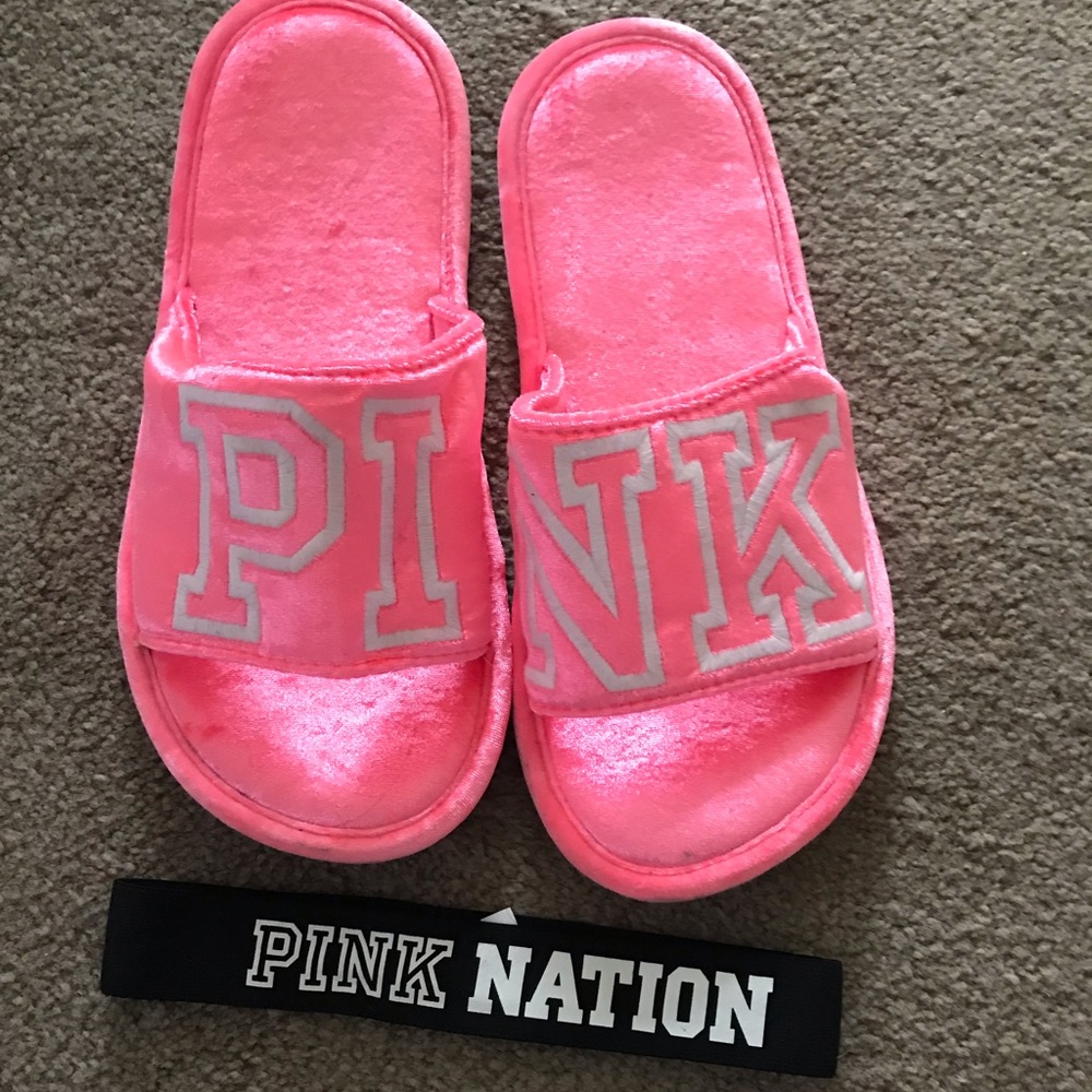 Victoria’s Secret PINK slippers and headband